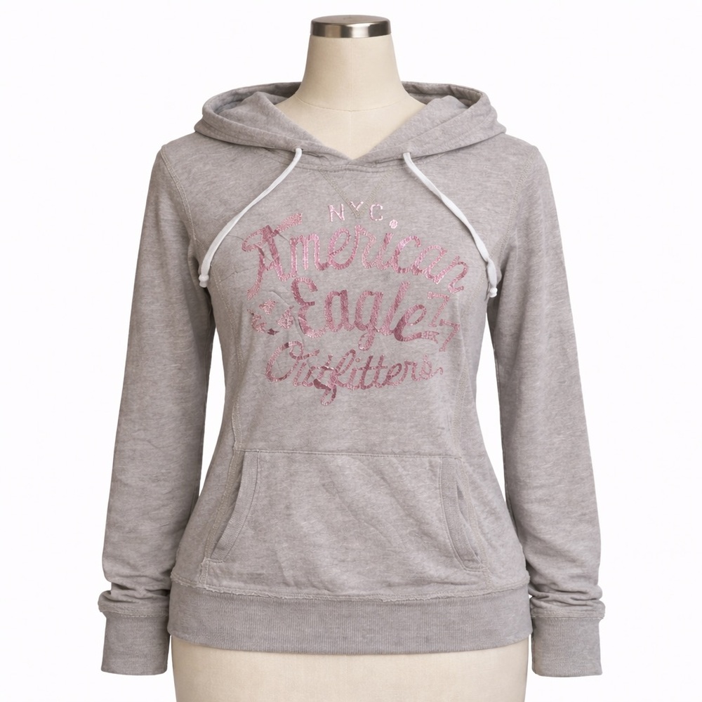 Y2K American Eagle Pink Logo Hoodie